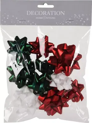 Strik deco groen, wit, rood 12 stuks