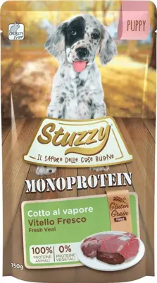 Stuzzy Pouch puppy kalf graanvrij monoproteïne 150g