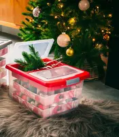 Sunware opbergbox kerst nesta 32l transparant, rood  - afbeelding 2