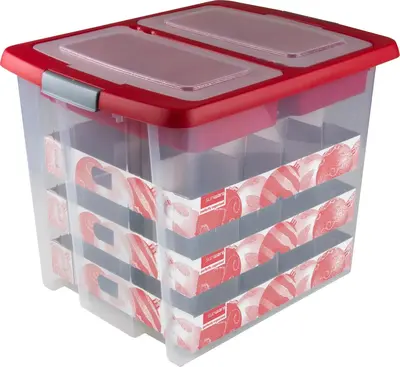 Sunware opbergbox kerst nesta 45l transparant, rood 