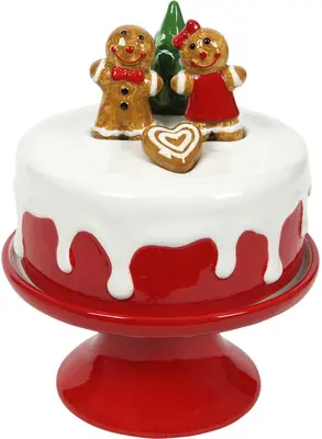 Taartplateau keramiek kerst 20x16cm rood, wit