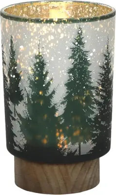 Tafellamp glas kerstboom 10x15cm groen, wit