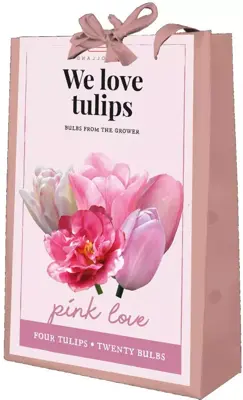 Tas We Love Tulips, Pink Love met 20 boembollen - afbeelding 1