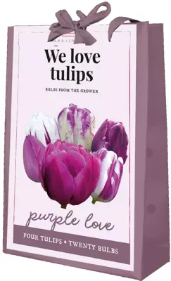 Tas We Love Tulips, Purple Love met 20 tulpenbollen - afbeelding 1