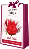 Tas we love tulips red love met 20 bloembollen