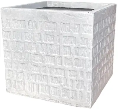 Terraliet bloempot Kubus Stockholm wit – H29 cm - afbeelding 1