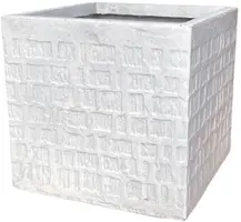 Terraliet bloempot Kubus Stockholm wit – H29 cm - afbeelding 1