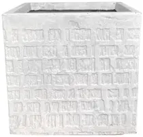 Terraliet bloempot Kubus Stockholm wit – H29 cm - afbeelding 3