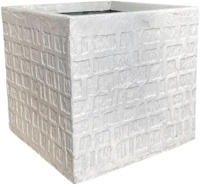 Terraliet bloempot Kubus Stockholm wit – H29 cm - afbeelding 2
