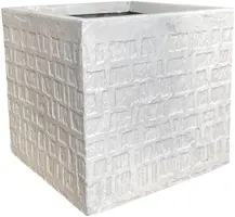Terraliet bloempot Kubus Stockholm wit – H29 cm - afbeelding 2