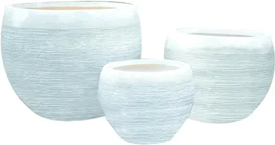 Terraliet Bloempot Rond Keramiek – Ø30 cm – Wit  - afbeelding 1