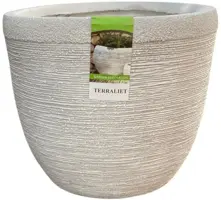 Terraliet Keramische Buitenpot Rond Laag 35cm wit - afbeelding 2
