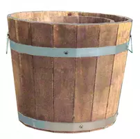 Terraliet ronde pot acacia met handvat 25x20cm bruin - afbeelding 1