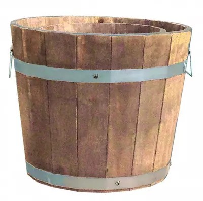 Terraliet ronde pot acacia met handvat 28x23cm bruin - afbeelding 1