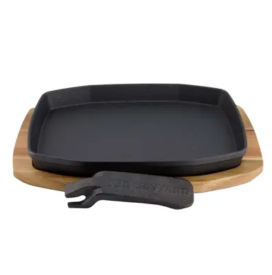 The Bastard Sizzling Plate & Holder Cast Iron 21x28 cm - afbeelding 2