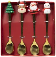 Theelepel kerst goud 4 stuks kopen?