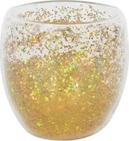 Theelichthouder glas confetti 8.5x8.5cm goud kopen?