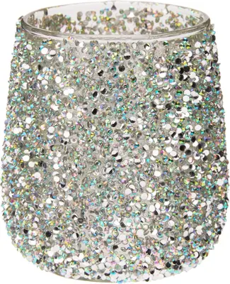 Theelichthouder glas kraal 9x10.5cm groen