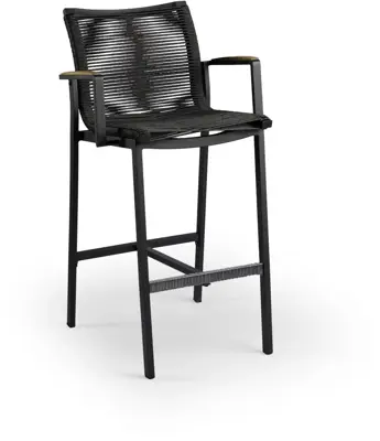 Tierra Outdoor barstoel foxx teak rope charcoal - afbeelding 1