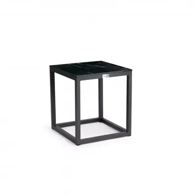 Tierra Outdoor bijzettafel rio marble trespa 40x40x45.5cm charcoal - afbeelding 1