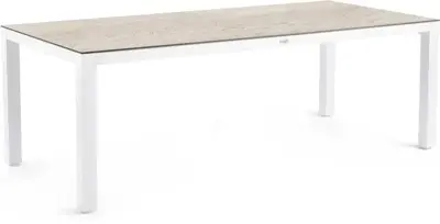 Tierra Outdoor dining tuintafel briga travertin trespa 240x100x75cm crème white - afbeelding 1