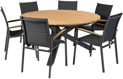 Tierra Outdoor dining tuintafel omnigo teak 150x74.5cm charcoal - afbeelding 7