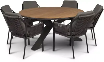 Tierra Outdoor dining tuintafel orbital teak 120x74.5cm charcoal - afbeelding 4