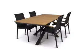 Tierra Outdoor dining tuintafel orion teak 180x100x75cm charcoal - afbeelding 4