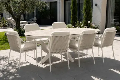 Tierra Outdoor diningset oblong 200 liv crème white - afbeelding 2
