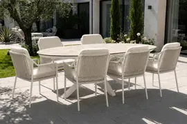 Tierra Outdoor diningset oblong 200 liv crème white - afbeelding 2