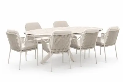 Tierra Outdoor diningset oblong 200 liv crème white - afbeelding 1