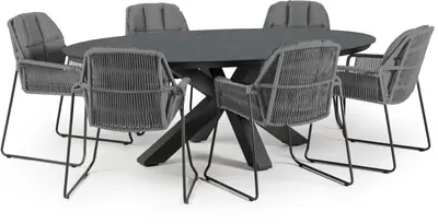 Tierra Outdoor diningset oblong graphite trespa rivera charcoal - afbeelding 1