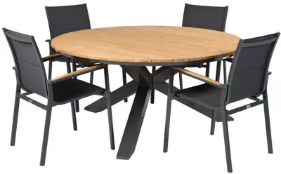 Tierra Outdoor diningset orbital teak foxx charcoal - afbeelding 1