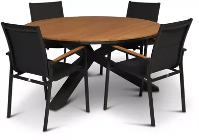 Tierra Outdoor diningset orbital teak foxx charcoal - afbeelding 2