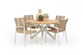 Tierra Outdoor diningset orbital teak foxx crème white - afbeelding 1