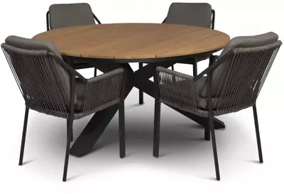 Tierra Outdoor diningset orbital teak liv charcoal - afbeelding 1