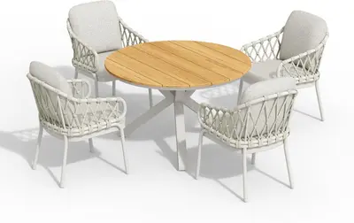 Tierra Outdoor diningset orbital teak natal crème white - afbeelding 1