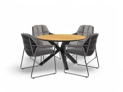 Tierra Outdoor diningset orbital teak rivera charcoal - afbeelding 1