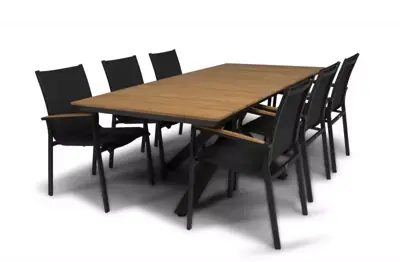 Tierra Outdoor diningset orion 220 teak foxx charcoal - afbeelding 1