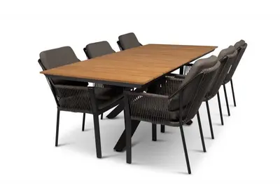 Tierra Outdoor diningset orion 220 teak liv charcoal - afbeelding 1