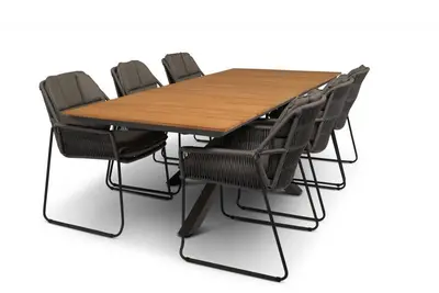 Tierra Outdoor diningset orion 220 teak rivera charcoal - afbeelding 1