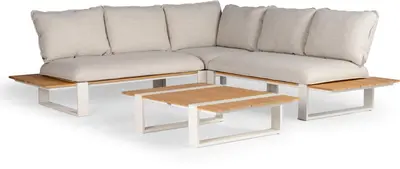 Tierra Outdoor hoekset seto teak crème white - afbeelding 1