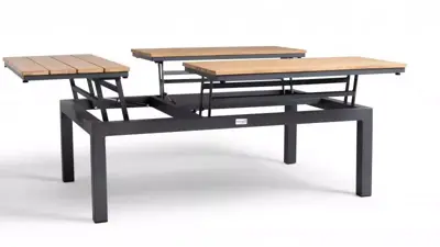 Tierra Outdoor lounge tuintafel flip-up teak 120x80x43cm charcoal - afbeelding 2