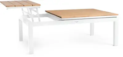 Tierra Outdoor lounge tuintafel flip-up teak 120x80x43cm crème white - afbeelding 1