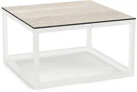 Tierra Outdoor lounge tuintafel rio travertin trespa 60x60x35cm crème white - afbeelding 1