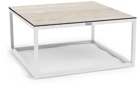 Tierra Outdoor lounge tuintafel rio travertin trespa 80x80x40cm crème white - afbeelding 1