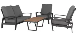 Tierra Outdoor lounge tuintafel valencia teak 105x60x45cm charcoal - afbeelding 4