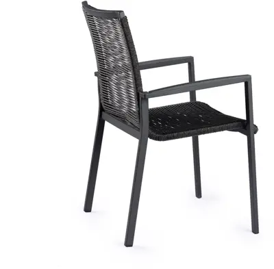 Tierra Outdoor stapelbare dining tuinstoel foxx alu rope charcoal - afbeelding 2