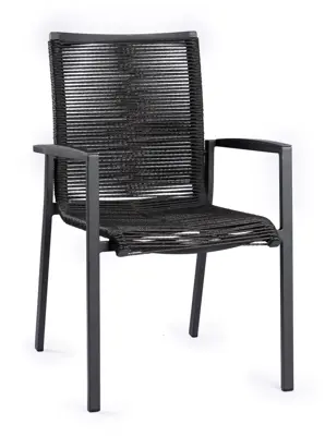 Tierra Outdoor stapelbare dining tuinstoel foxx alu rope charcoal - afbeelding 1
