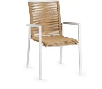 Tierra Outdoor stapelbare dining tuinstoel foxx alu rope crème white - afbeelding 1